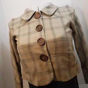 M Designer Zinc Blazer Plaid Jacket Great